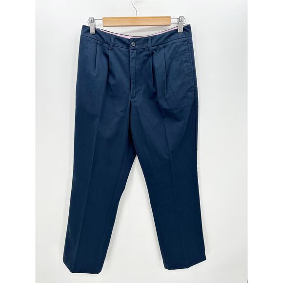 Lands' End Navy Blue Chino Pants Front Pleat Dress Pants Office Uniform Women 8 - Picture 1 of 8